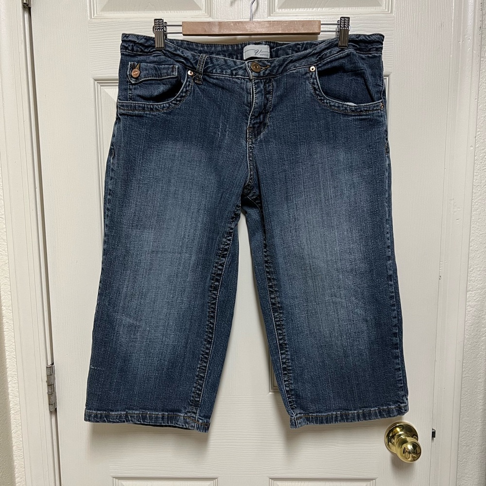 Venezia Blue Jean Long Shorts Lightly Distressed